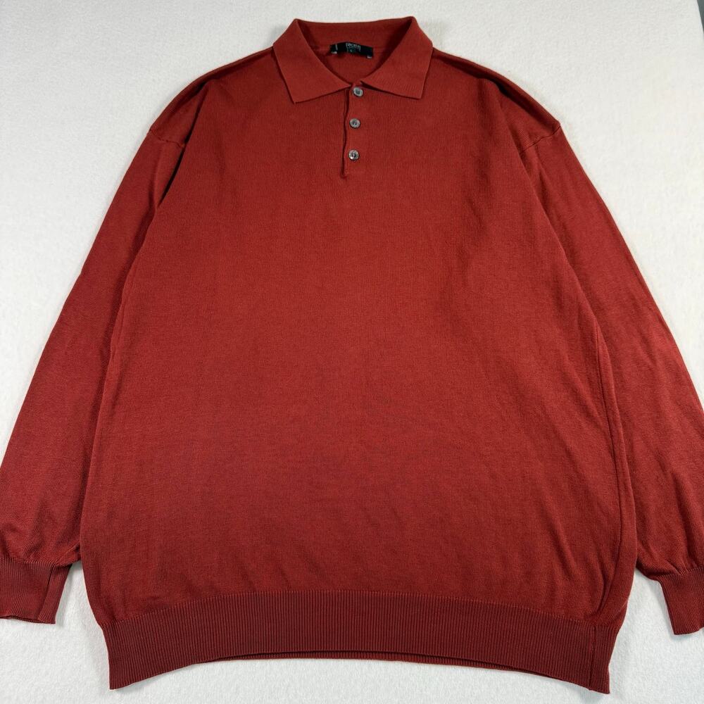 Raffi Mens long sleeve knit polo shirt three buttons sweater size large‎